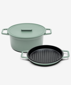 7 QT Enamel Cast-Iron Dutch Oven - Grill & Silicone Lid - Sage - Final Sale