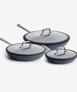 8 + 10 + 12 Deeper Carbon Nonstick™ Frying Pan + Glass Lid