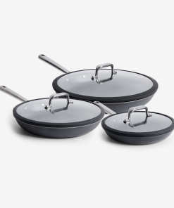 8 + 10 + 12 Pre-Seasoned Carbon Steel Frying Pan + Glass Lids
